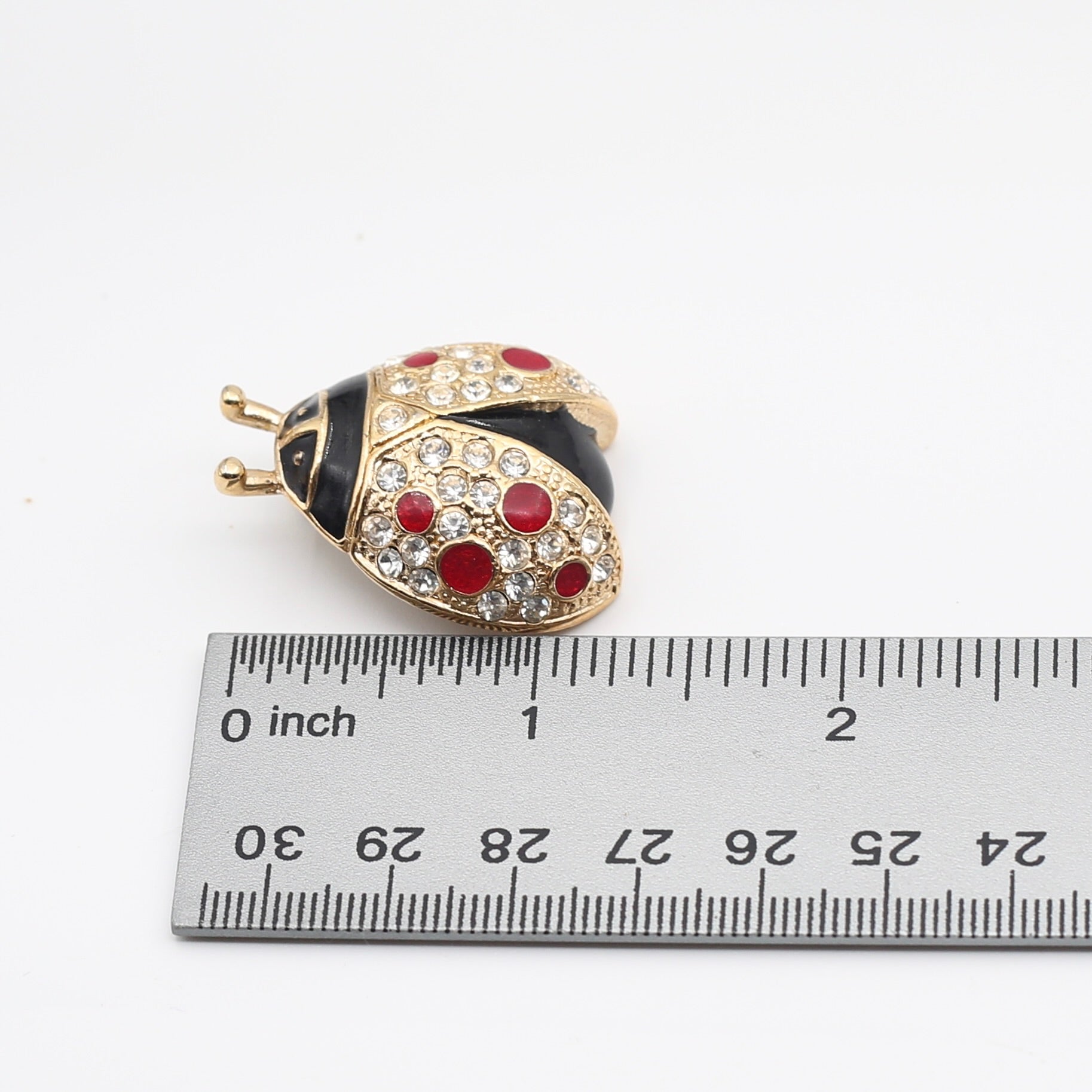 Cubic Zirconia with Red Stone Ladybug Brooch