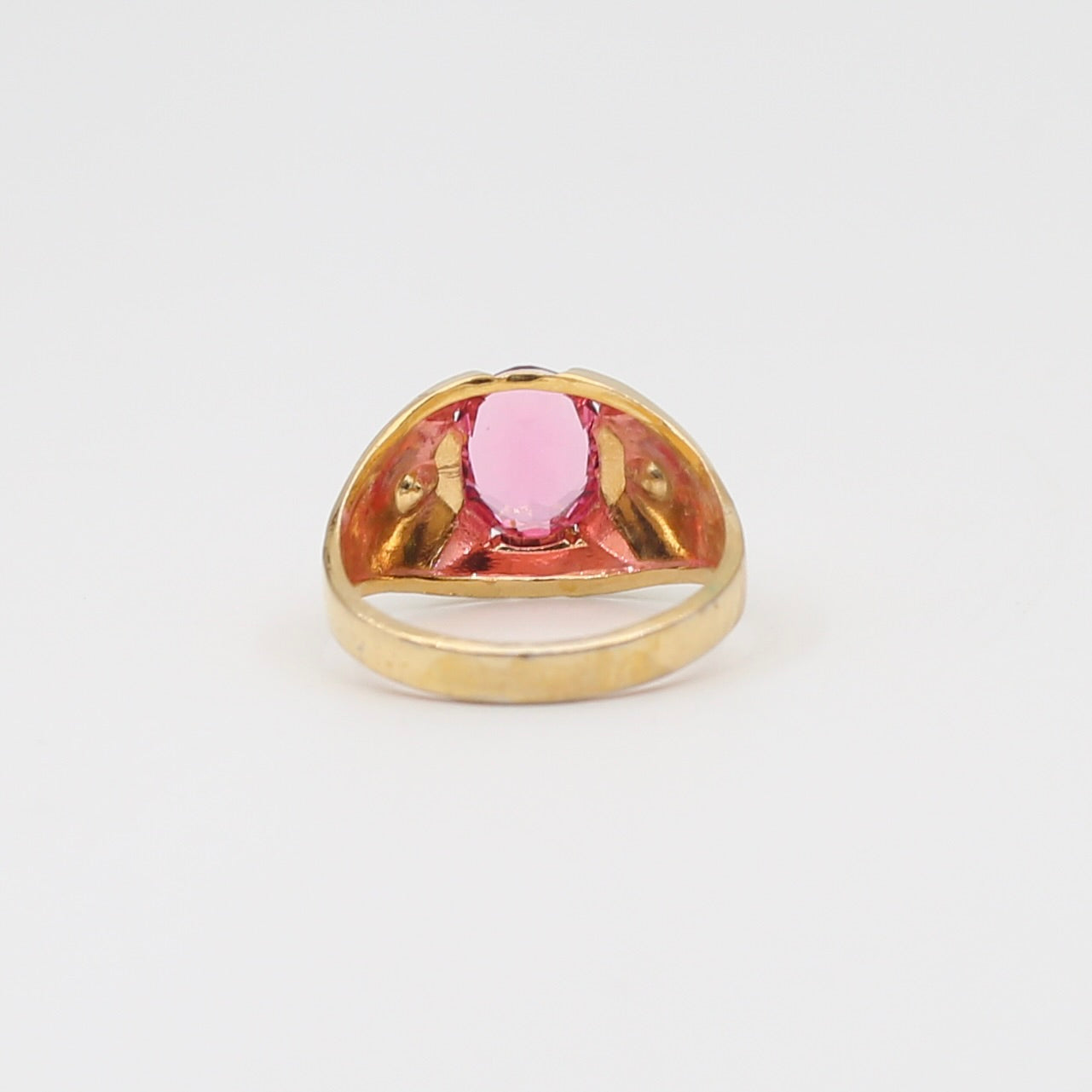 Costume gold toned with pink stone ring