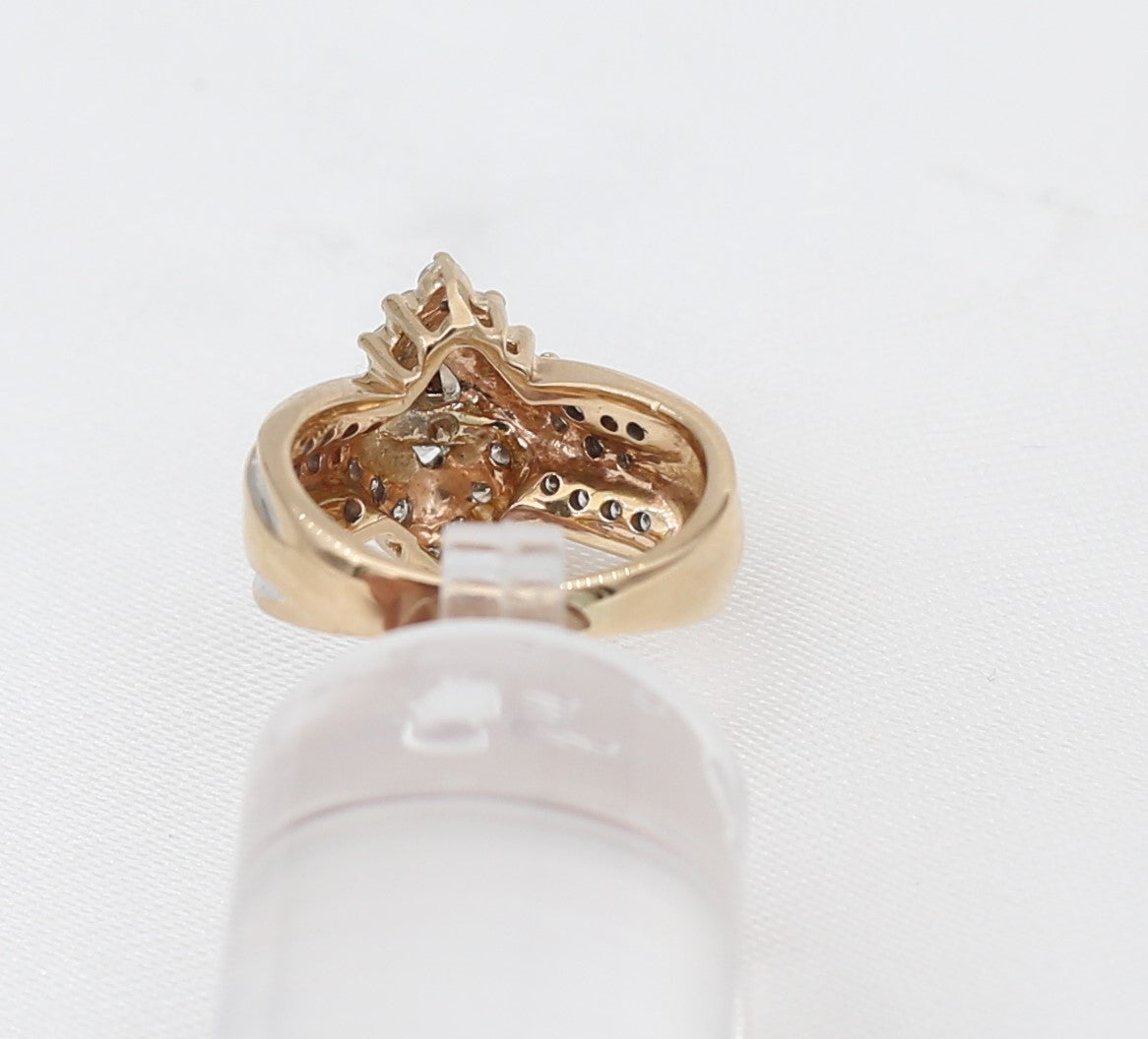 14K Gold Marquis Diamond Engagement Ring