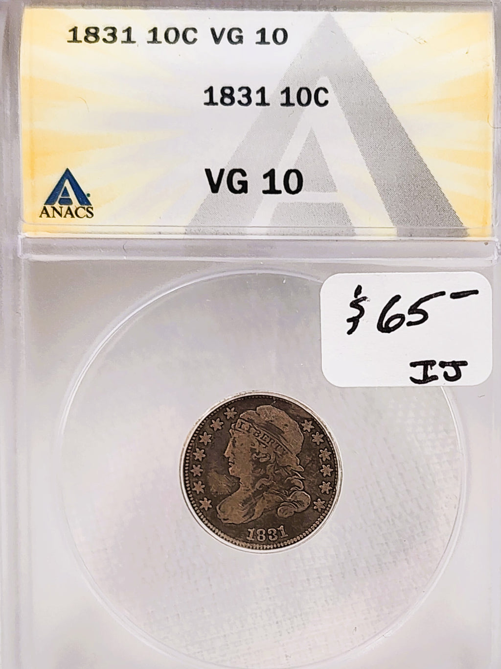 1831 Capped Bust Dime VG 10