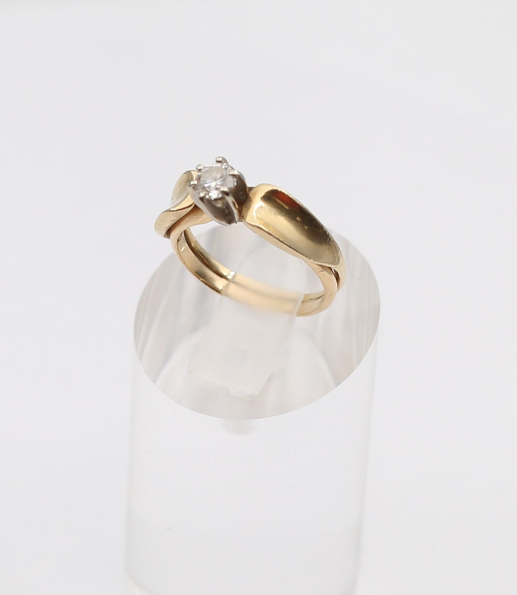 14K Yellow Gold Solitaire Diamond Ring