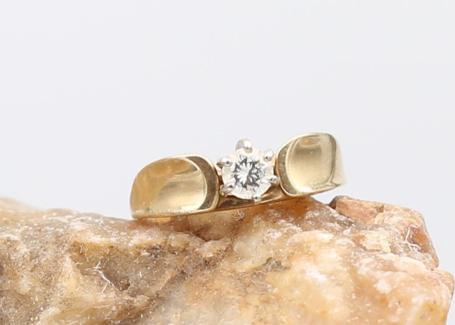 14K Yellow Gold Solitaire Diamond Ring