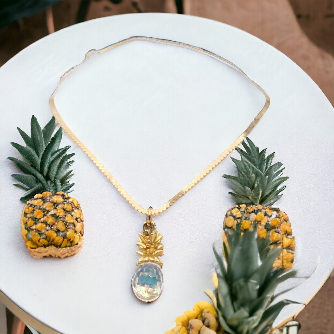 14K Gold 7 inch bracelet with pineapple charm