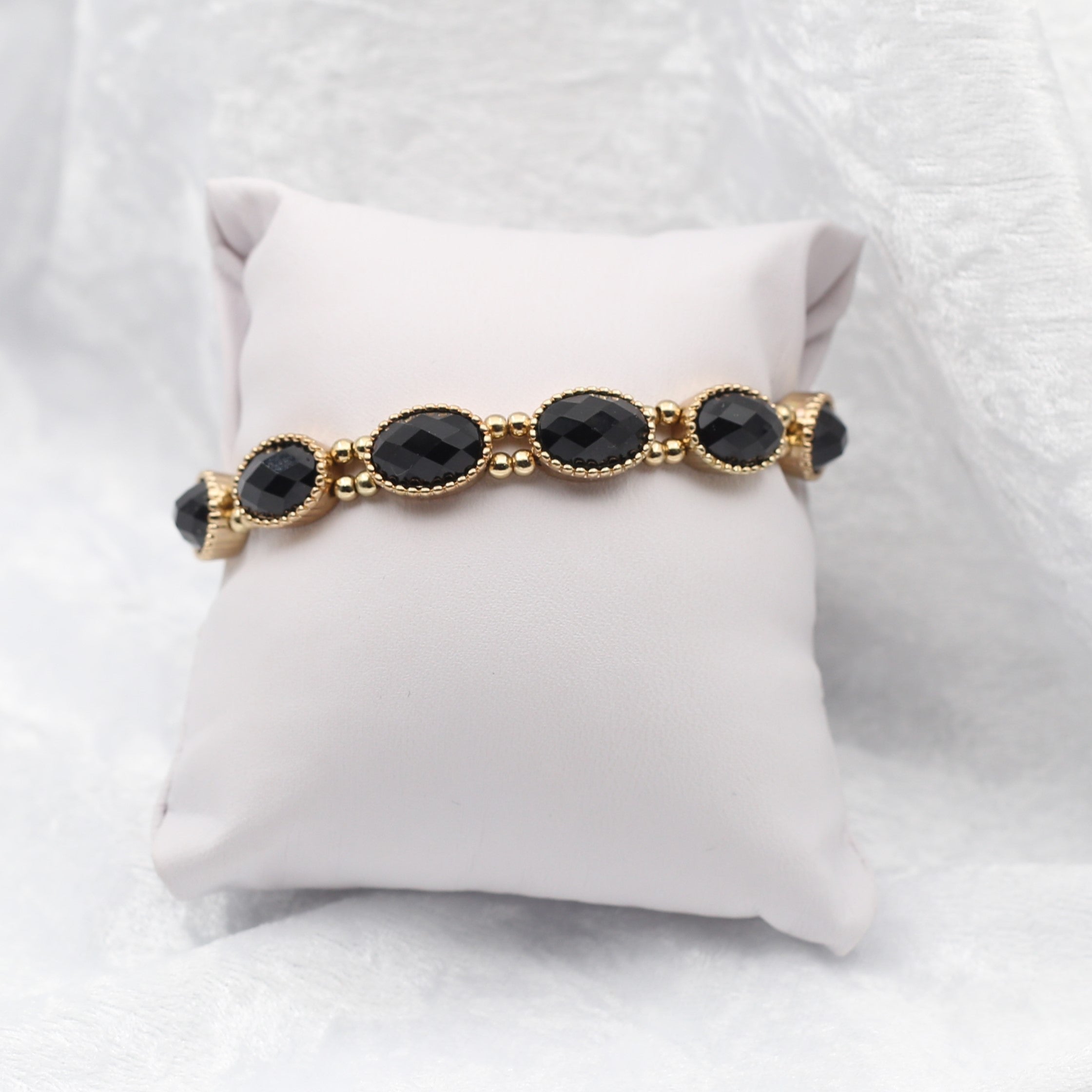 Taramanda Gold Plated and Black Stretch Bracelet