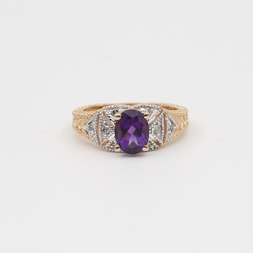 14K Gold Amethyst Ring