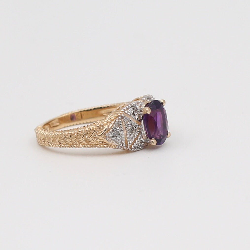 14K Gold Amethyst Ring