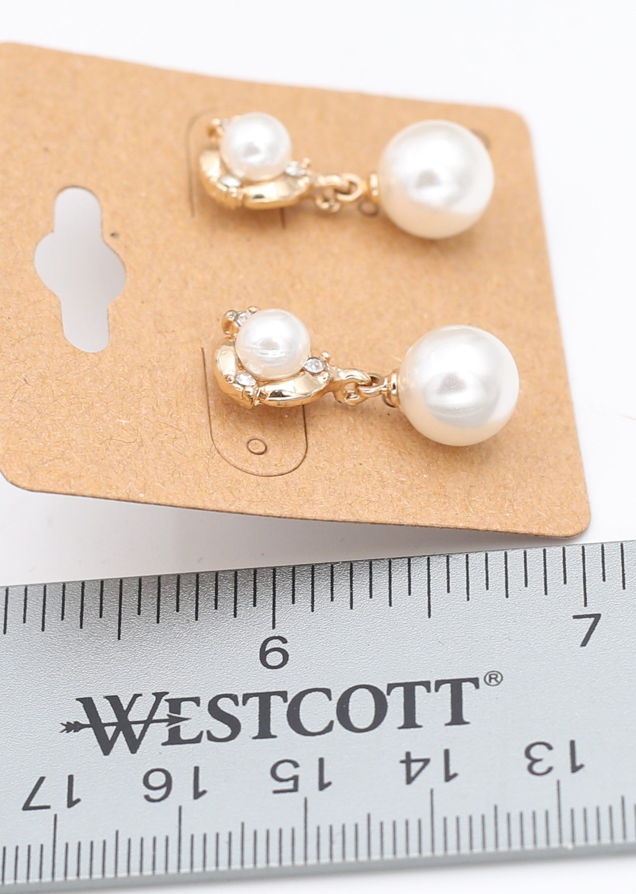 Faux Pearl CZ Diamond Earrings