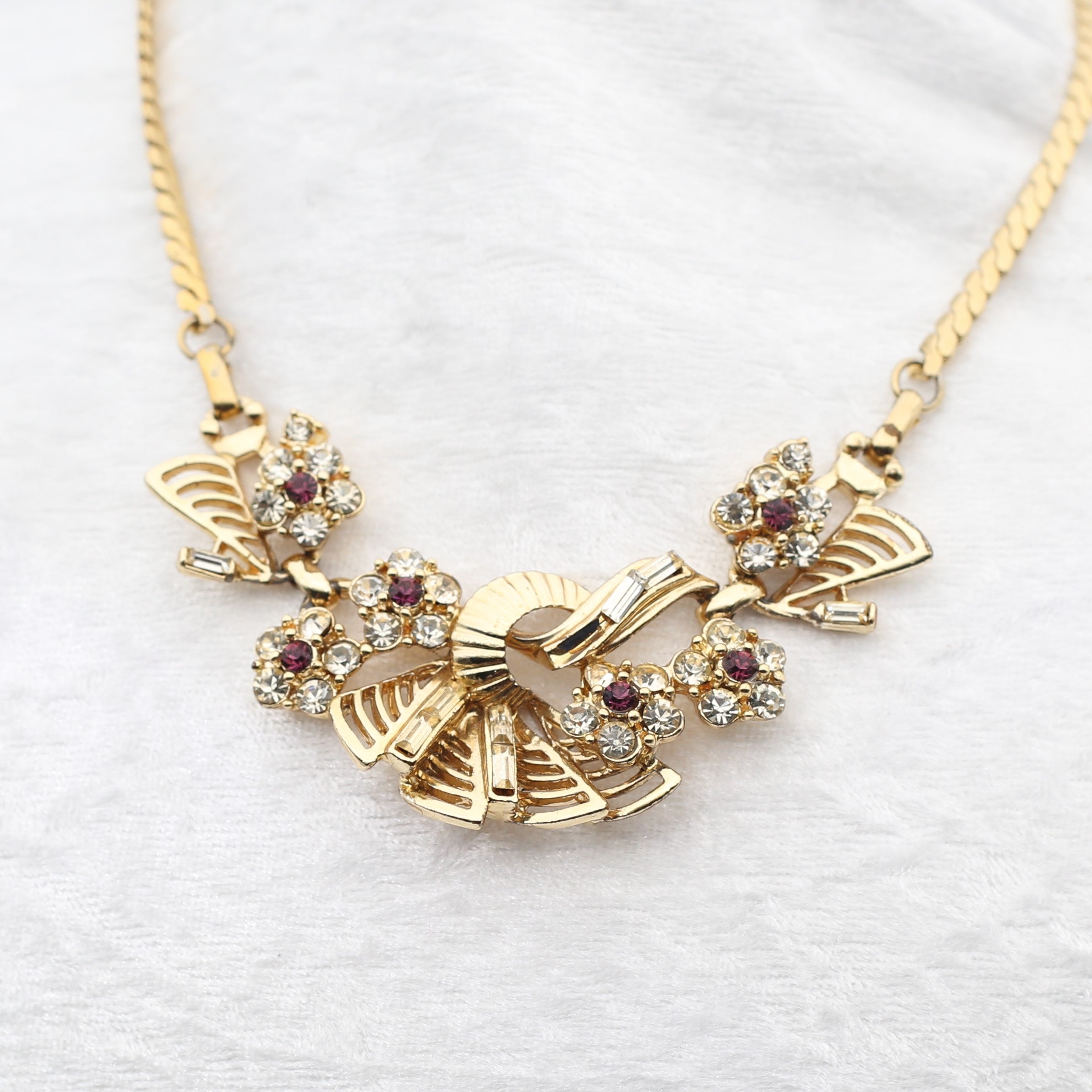 Gold plated Necklace with cubic zirconia and stone