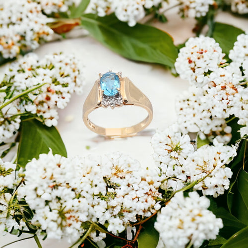 10K Gold Blue Quartz Ring