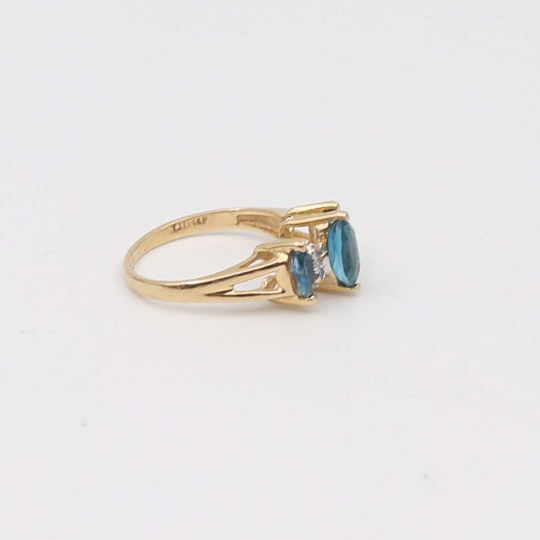 10K Gold Blue Quart Marquis Ring