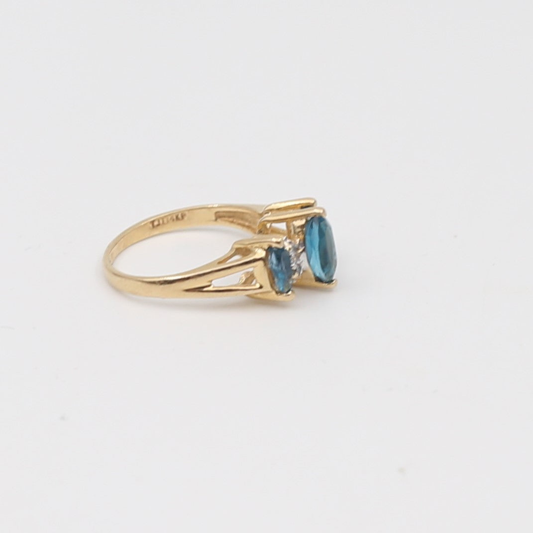 10K Gold Blue Quart Marquis Ring