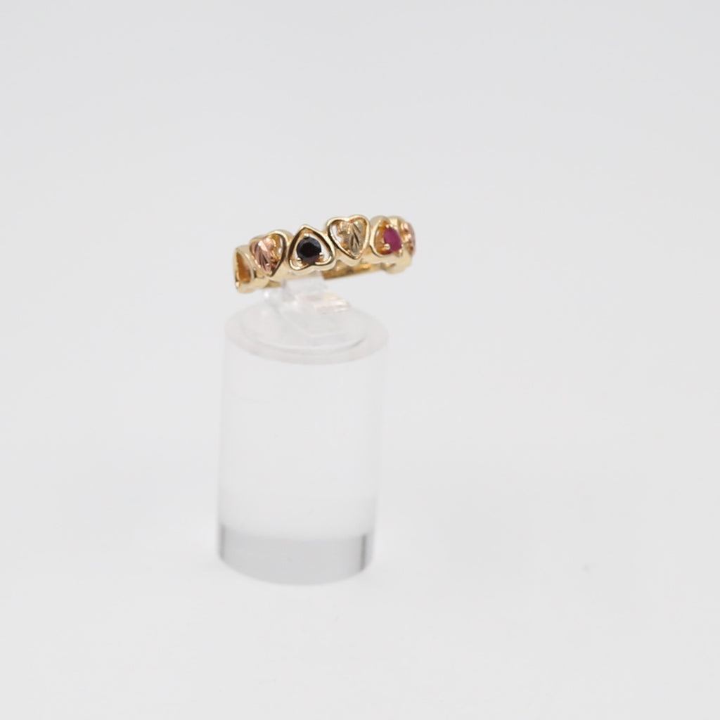 10K Gold Mother's Ring with 12K Black  Hills Gold Leaves
