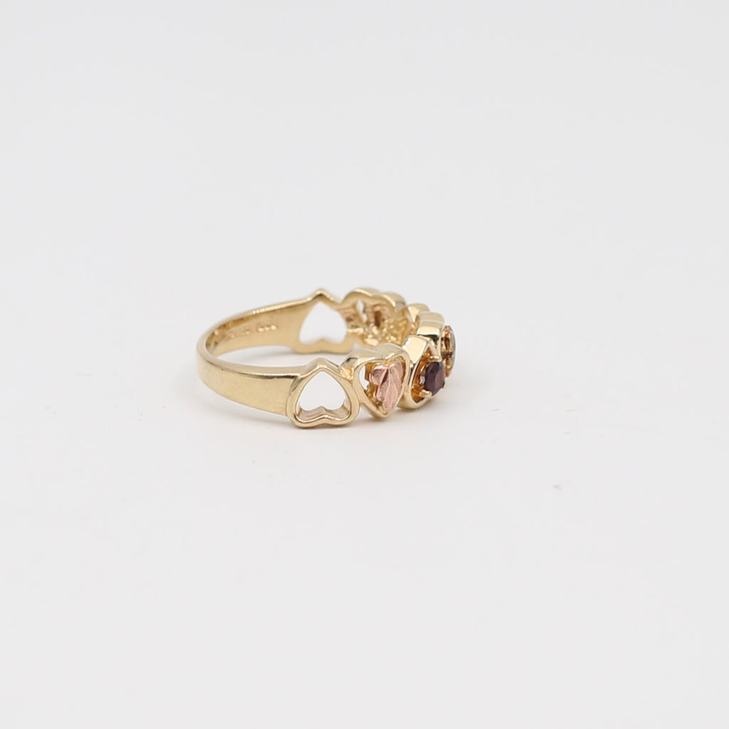 10K Gold Mother's Ring with 12K Black  Hills Gold Leaves