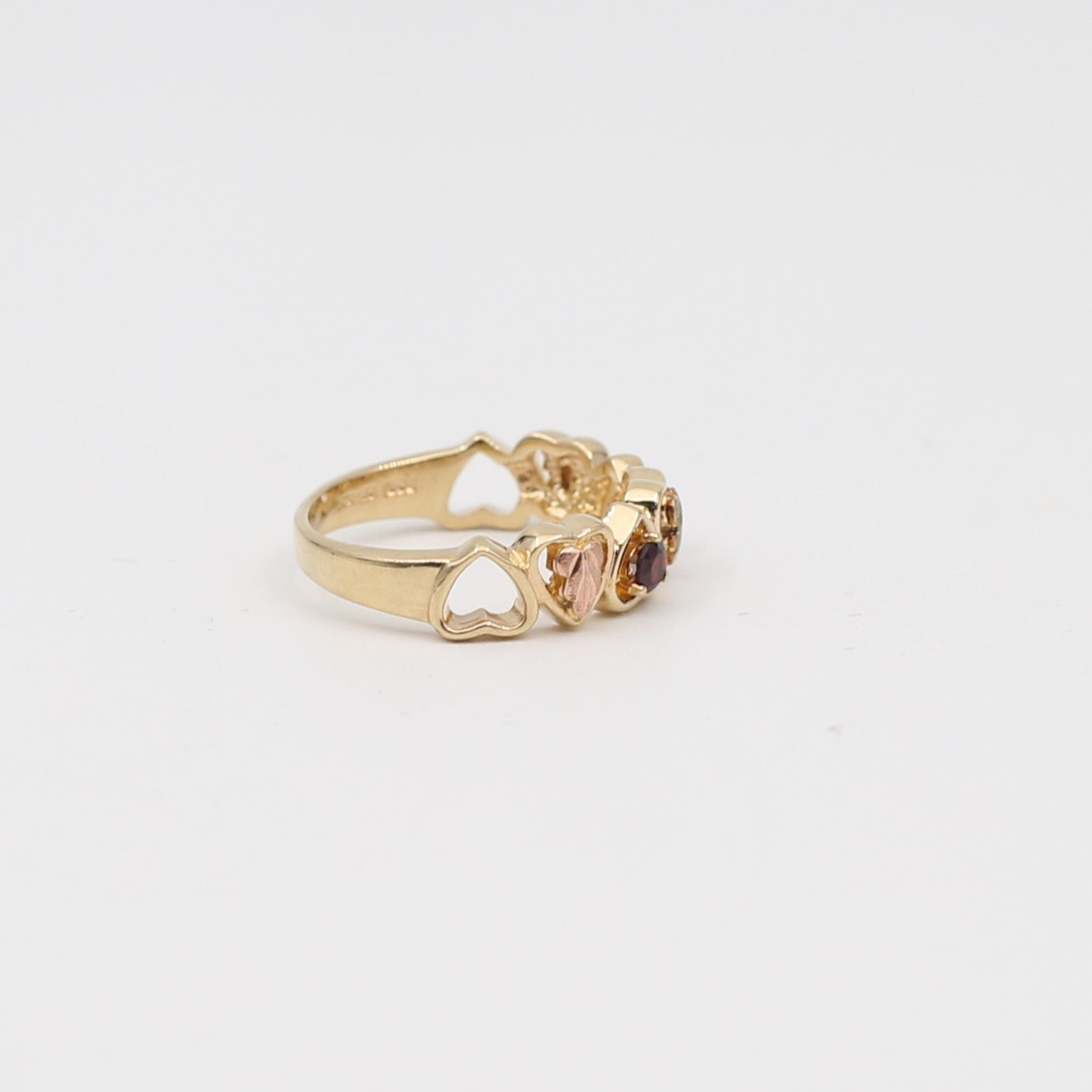 10K Gold Mother's Ring with 12K Black  Hills Gold Leaves