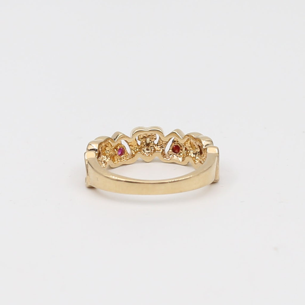 10K Gold Mother's Ring with 12K Black  Hills Gold Leaves