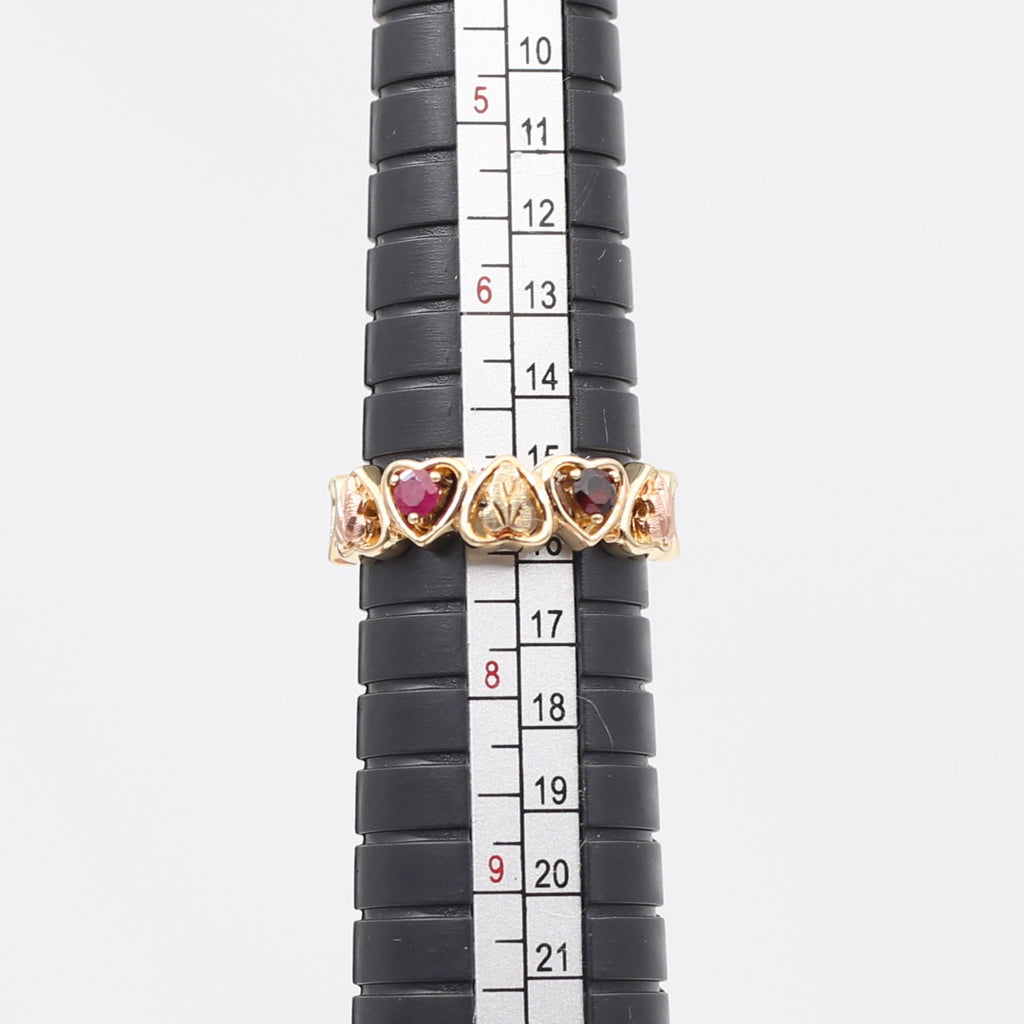 10K Gold Mother's Ring with 12K Black  Hills Gold Leaves