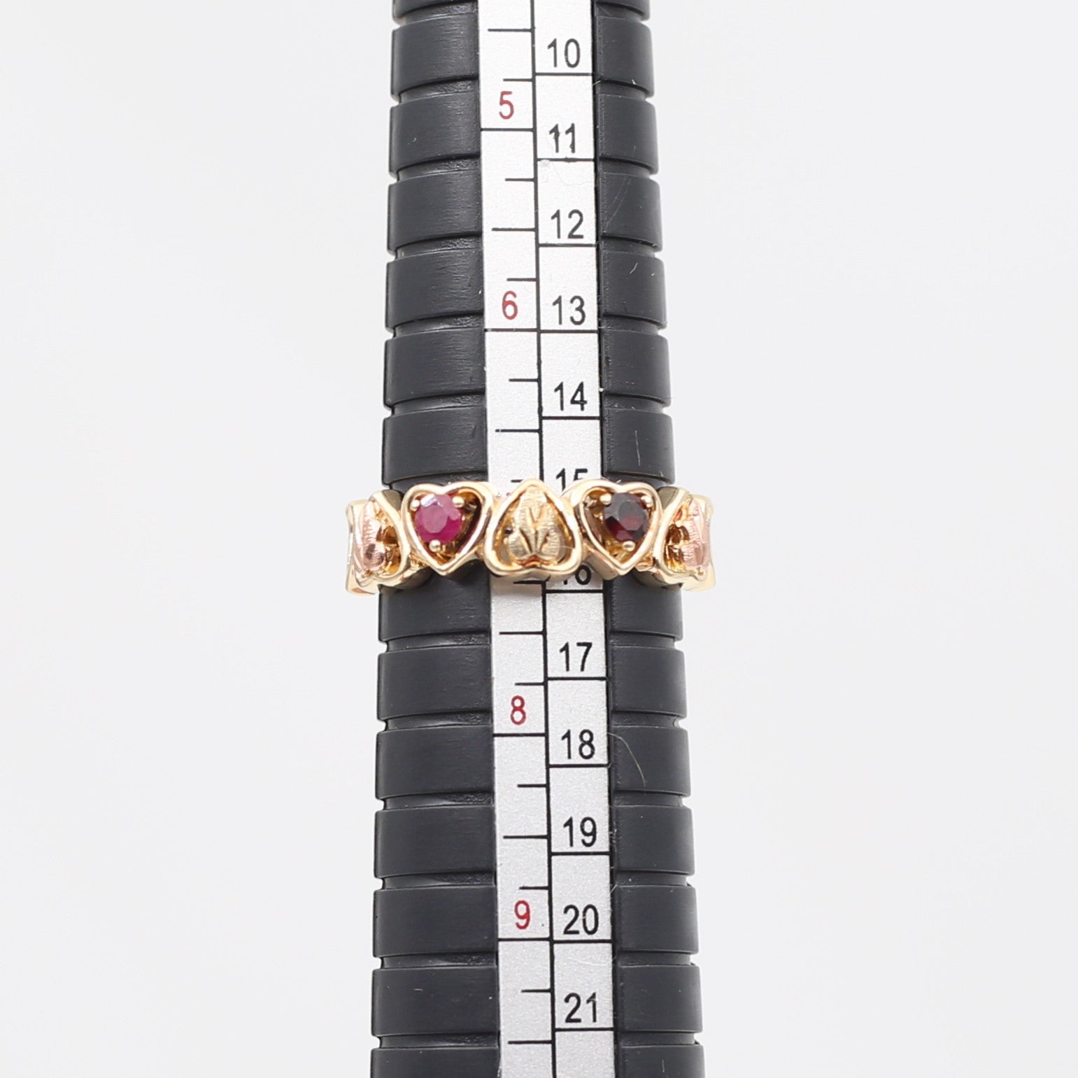 10K Gold Mother's Ring with 12K Black  Hills Gold Leaves
