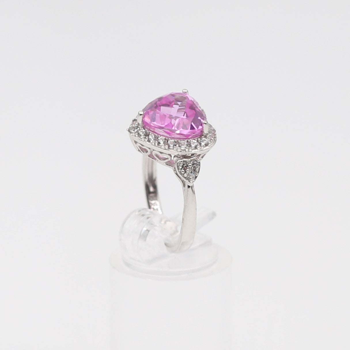 Pink Stone Heart w/moissanite diamonds.
