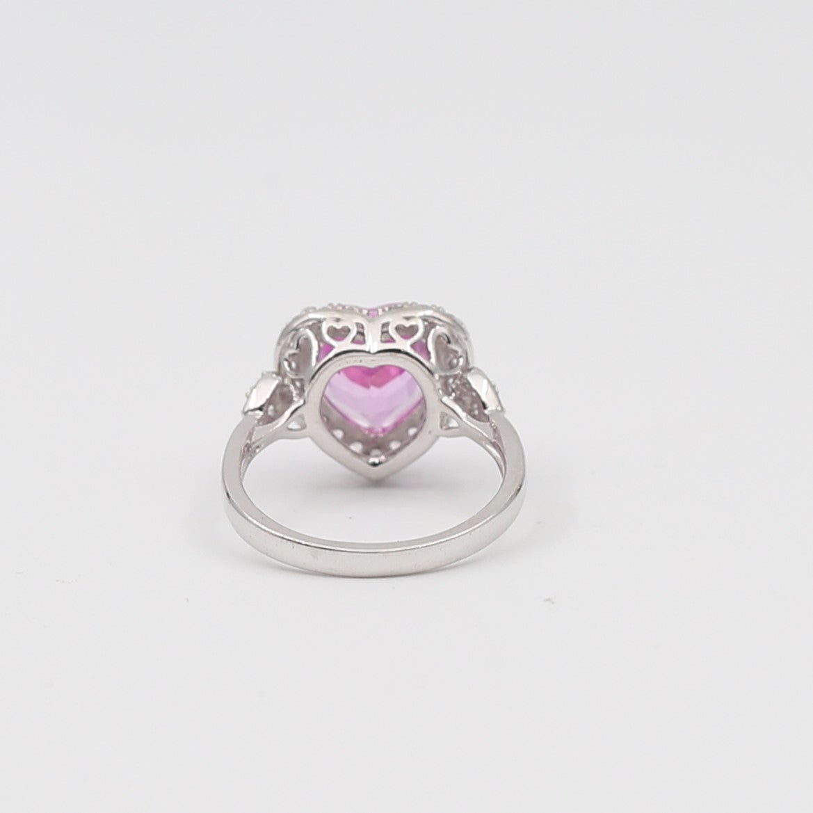 Pink Stone Heart w/moissanite diamonds.