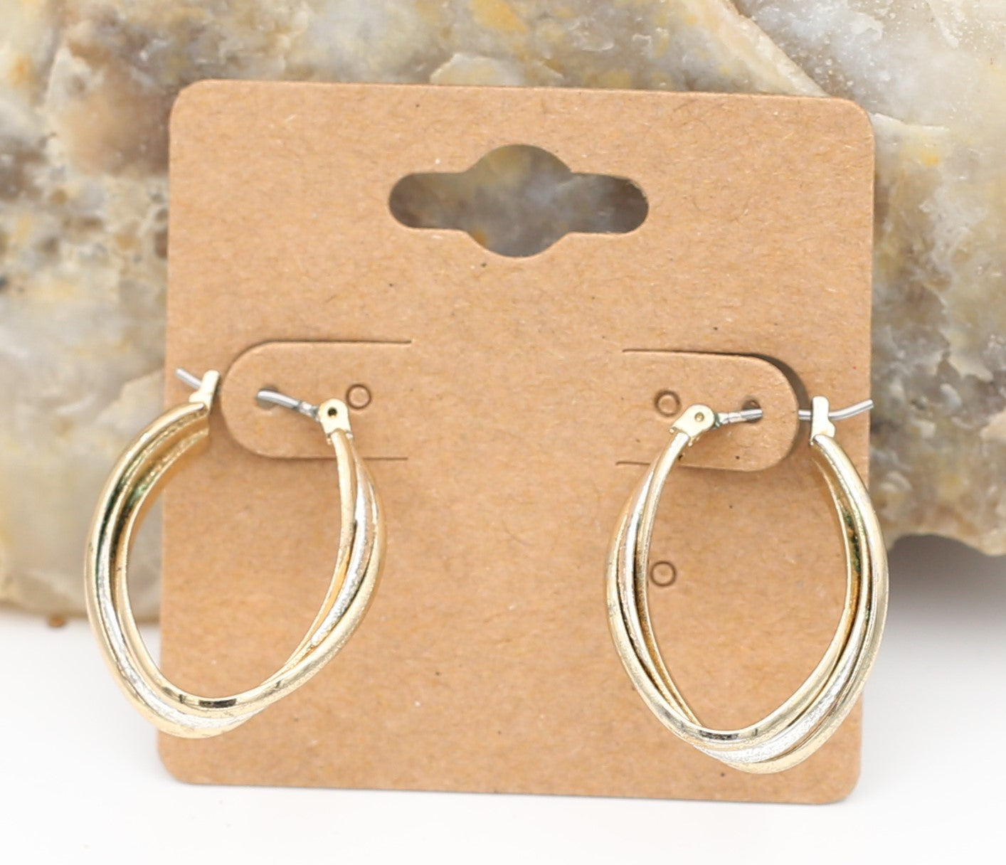 Two Toned Hoop Style Earrings