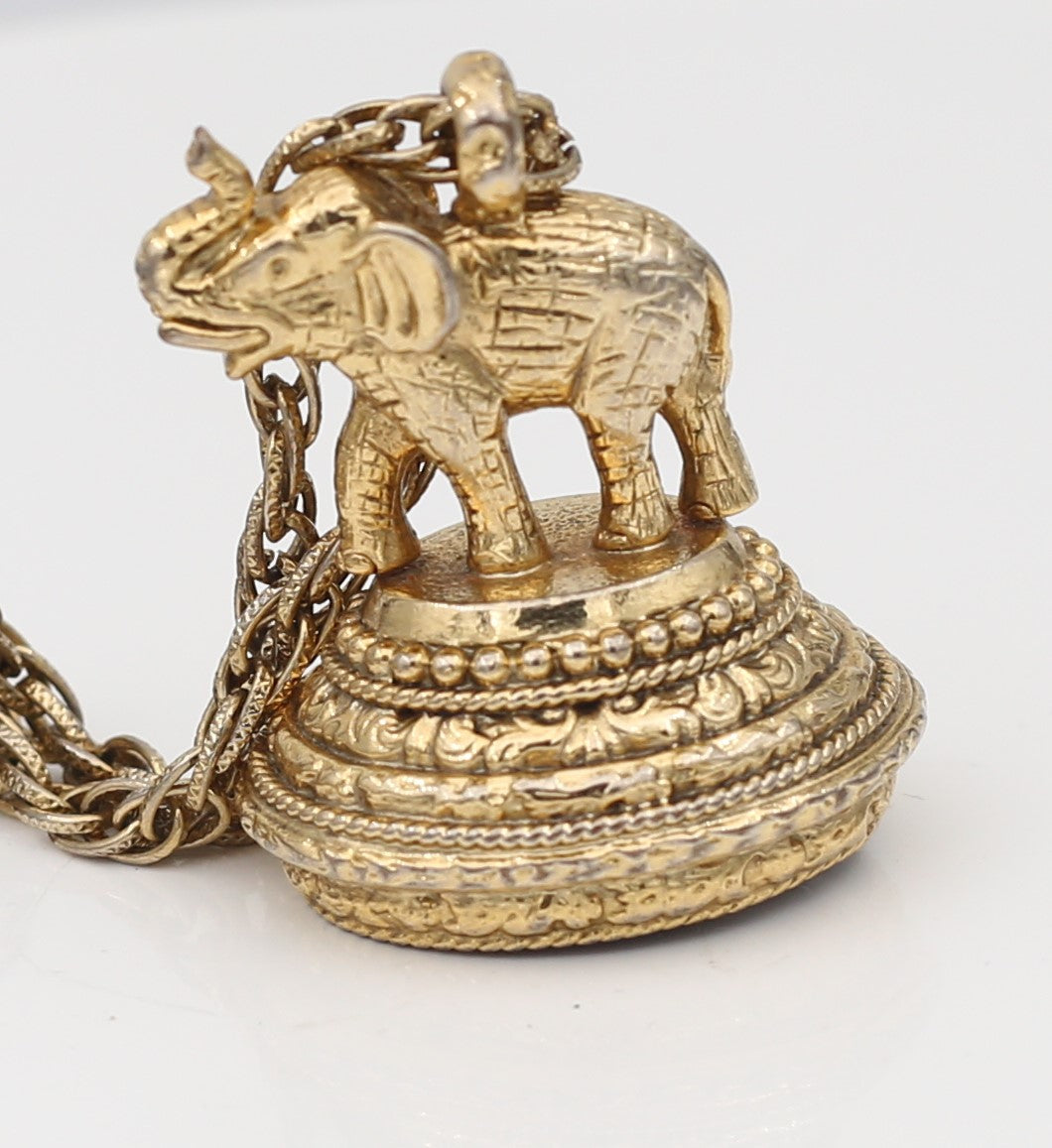 14K Elephant pendant on a chain necklace