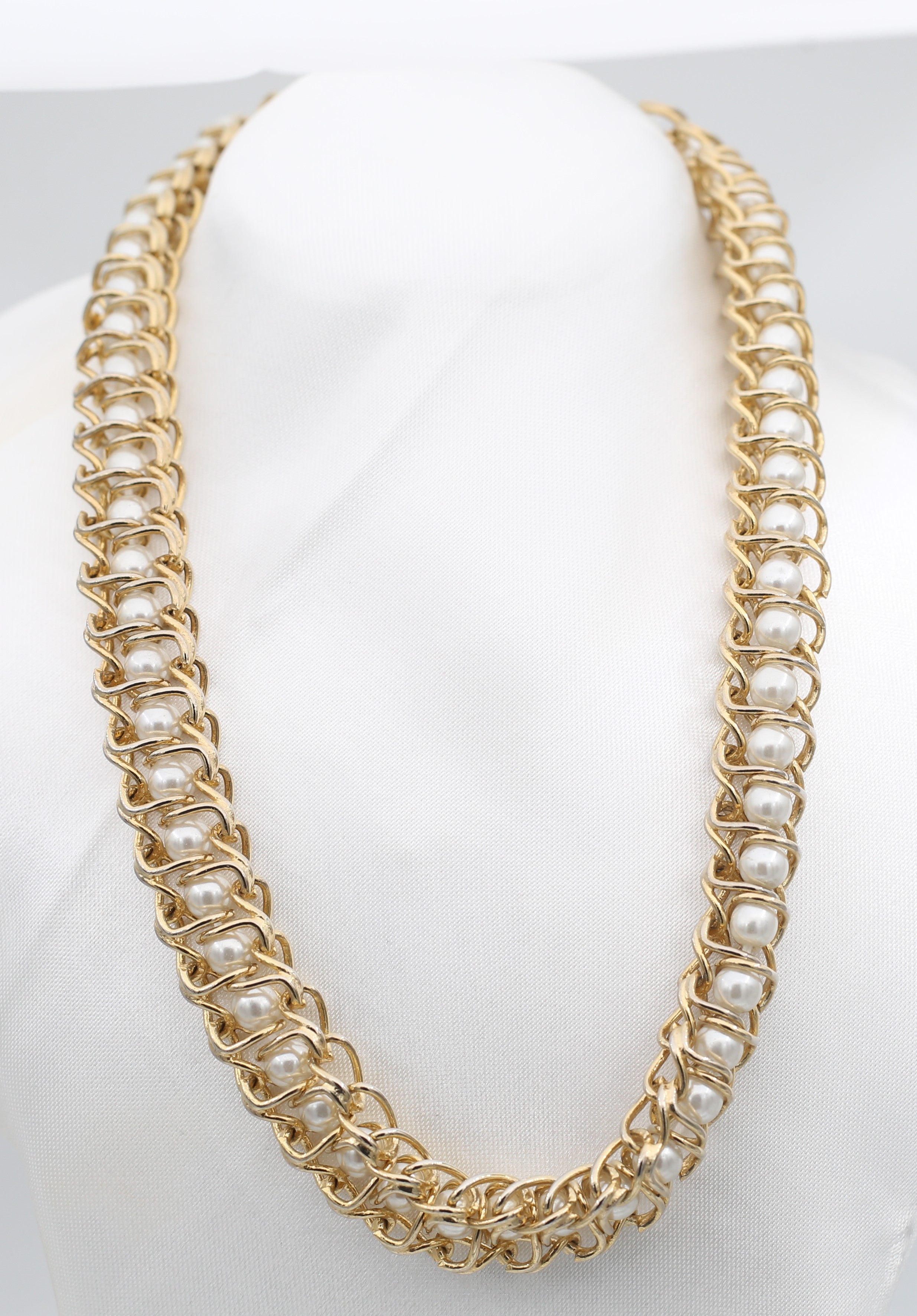 Faux Pearl Gold Tone Necklace