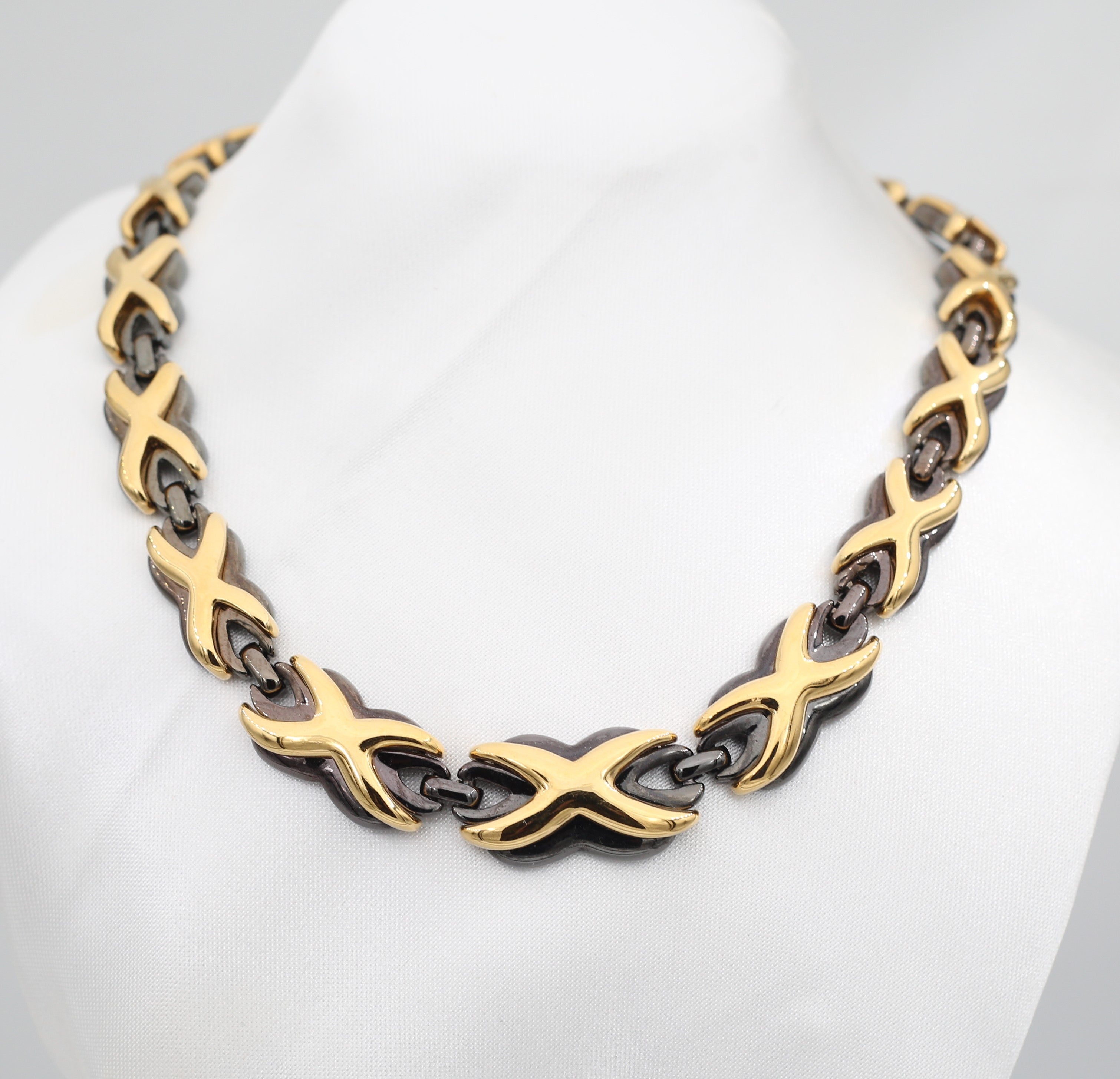 Gold Tone & black Choker Necklace