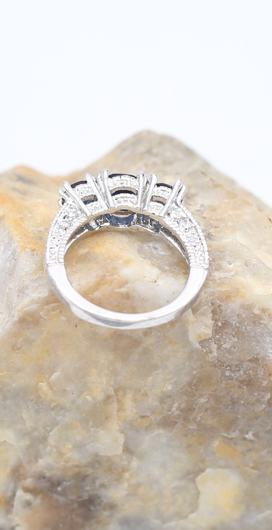 Rhinestone Sapphire Ring Size 7.5