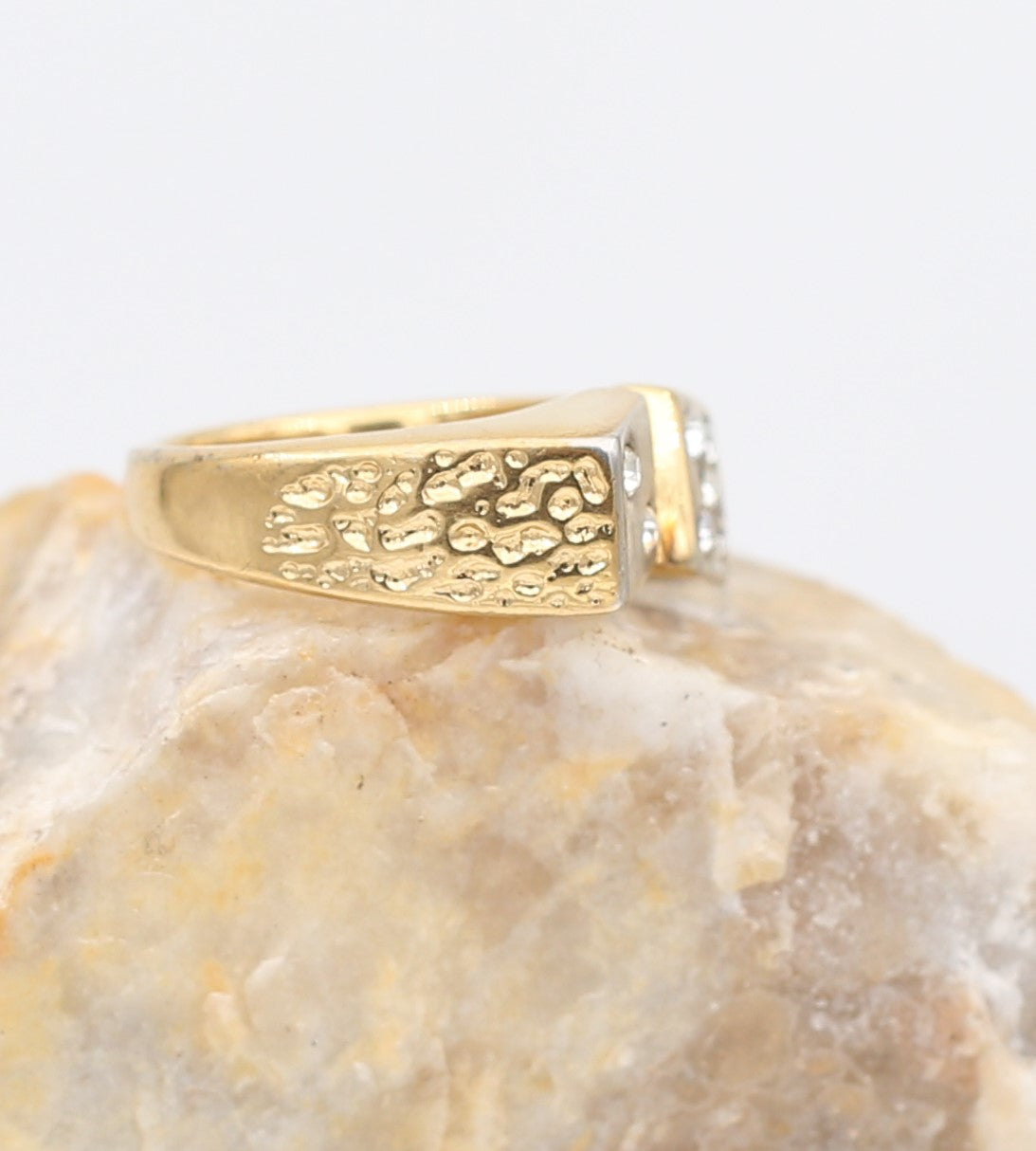 Cubic Zirconia Gold Plated Dice Ring