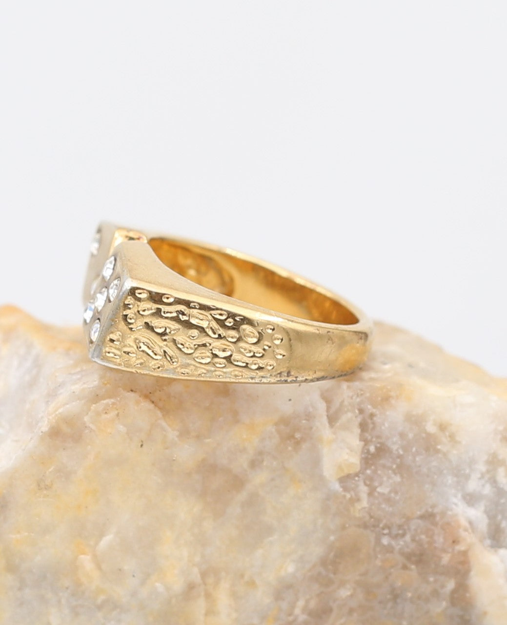 Cubic Zirconia Gold Plated Dice Ring