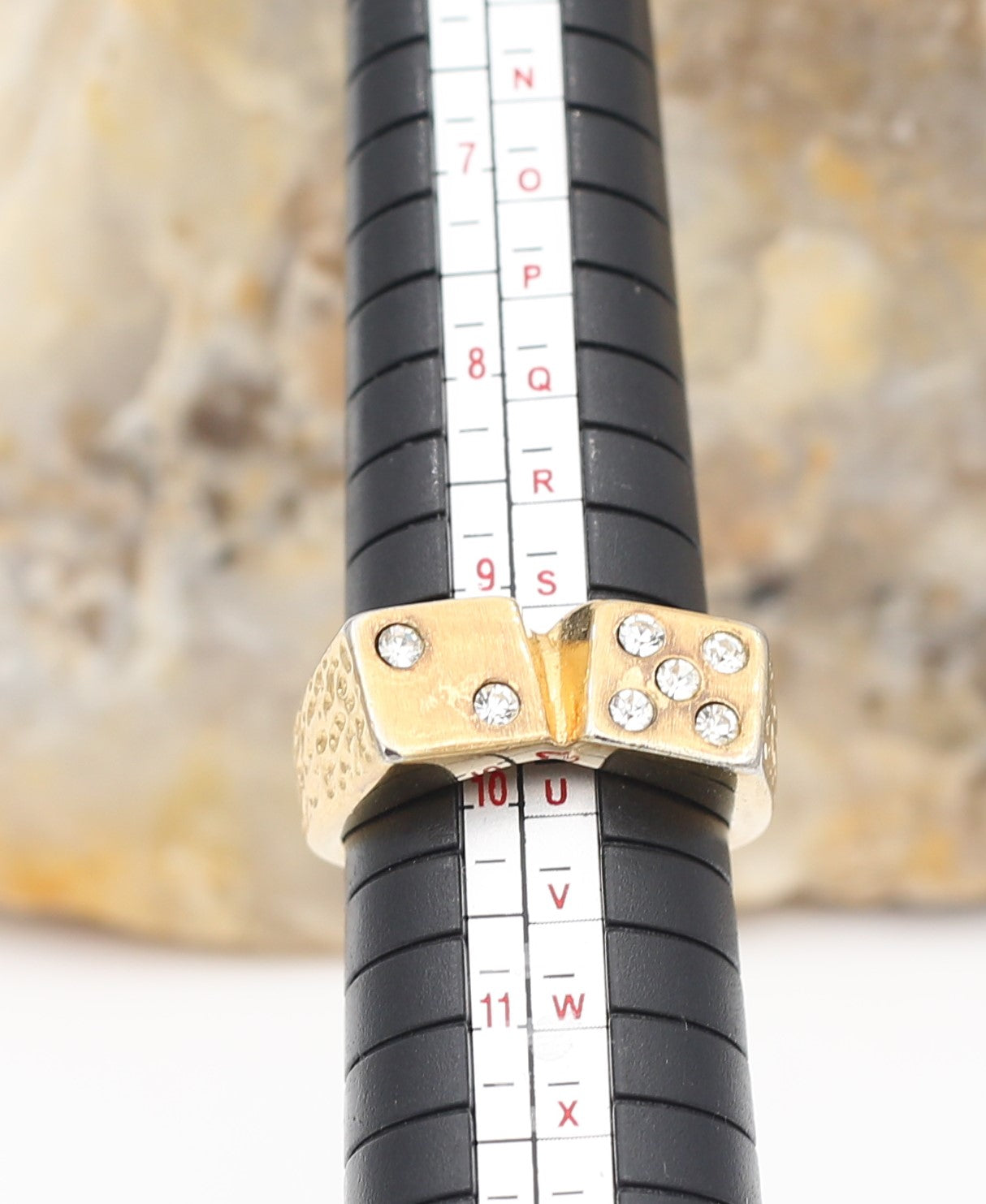Cubic Zirconia Gold Plated Dice Ring
