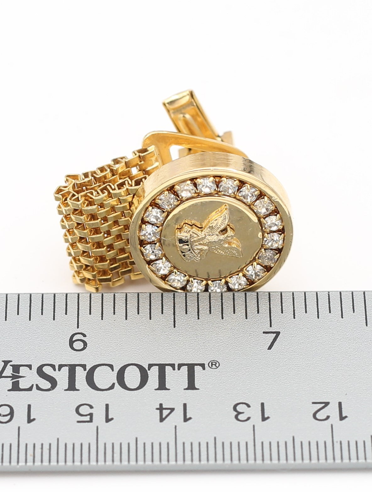 Gold Plated Eagle Cuff Links with cubic zirconia diamonds