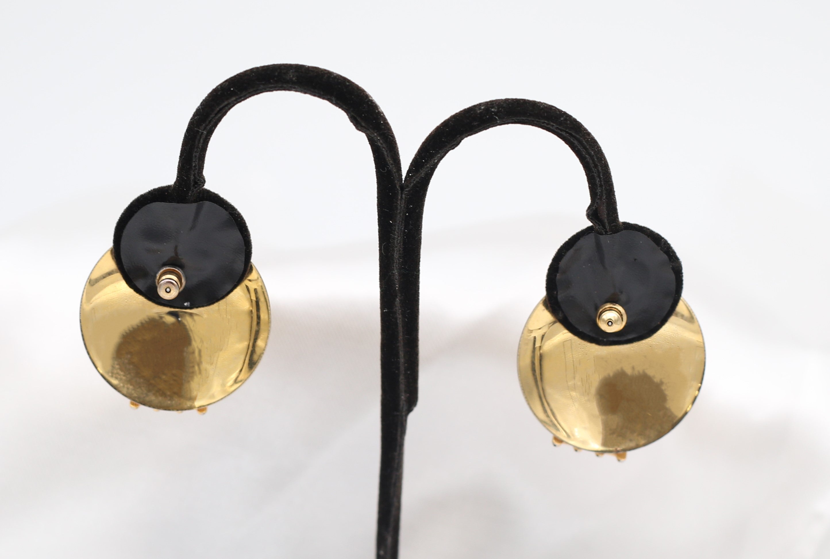 Gold Tone Metal Round Earrings